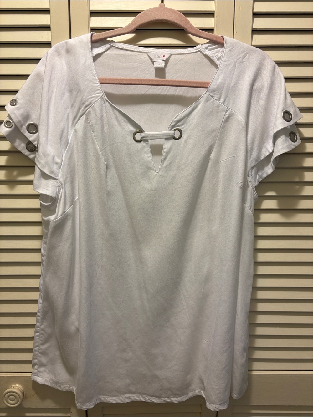 Intro. White Blouse with Eyelet Accents